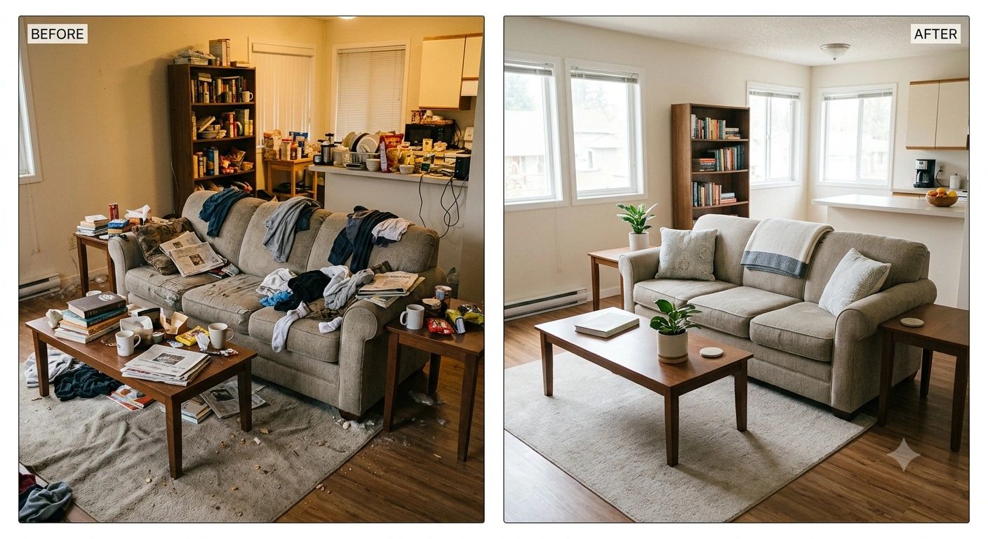 Before and after cleaning transformation